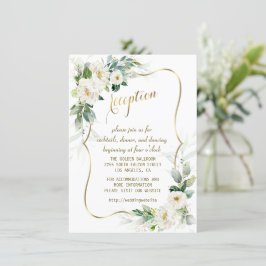Invitación Recepción de Boda Flores de Marfil Blanco Elegante