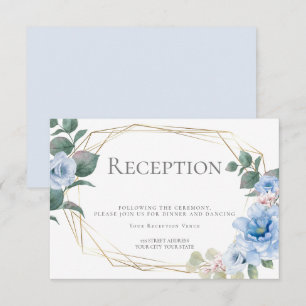 Invitación Recepción de Boda Flores de Peonía Azul Claro