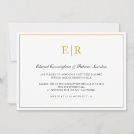 Invitación Recepción de Boda Formal de Monograma Elegante Dor