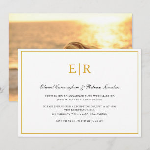 Invitación Recepción de Boda Formal Elegante con Monograma Do