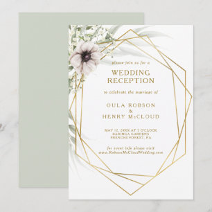Invitación Recepción de Boda Geométrica de Eucalipto Dorado