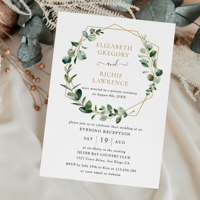 Invitación Recepción de Boda Geometrica Verde por la Tarde (Subido por el creador)