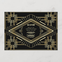 Invitación Recepción de Boda Glam Gold Black Great Gatsby