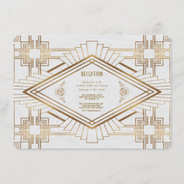 Invitación Recepción de Boda Glam Gold White Great Gatsby
