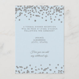 Invitación Recepción de Boda Glitter Plateado Confeti Azul Hi