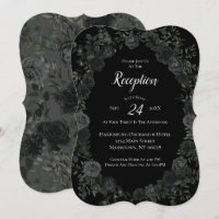 Recepción de boda gótica blanca y negra Rosa