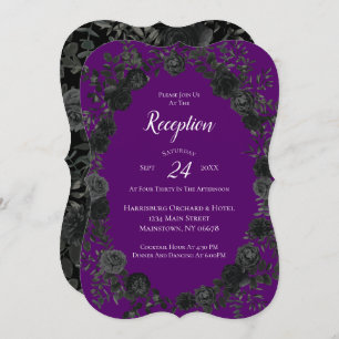 Invitación Recepción de boda gótica púrpura y negra Rosa