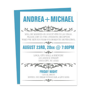 Invitación Recepción de Boda Gris Azul Solamente