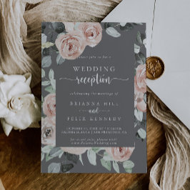 Invitación Recepción de boda gris rosa clásica geométrica