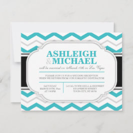 Invitación Recepción de Boda Gris y Turquesa Chevron SOLAMENT