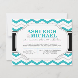 Invitación Recepción de Boda Gris y Turquesa Chevron SOLAMENT