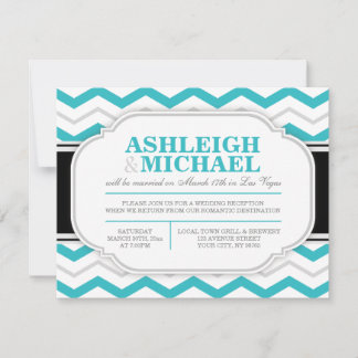 Invitación Recepción de Boda Gris y Turquesa Chevron SOLAMENT