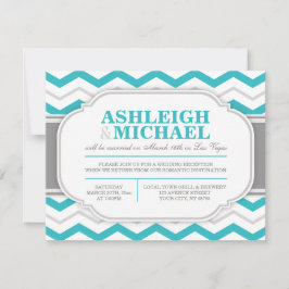 Invitación Recepción de Boda Gris y Turquesa Chevron SOLAMENT