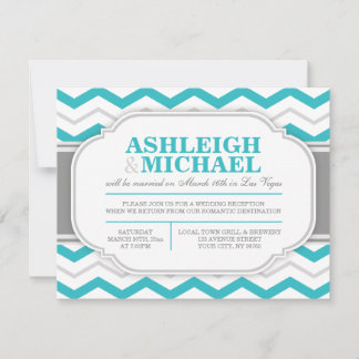 Invitación Recepción de Boda Gris y Turquesa Chevron SOLAMENT