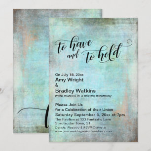 Invitación Recepción de Boda Grunge Aqua Para Tener y Mantene
