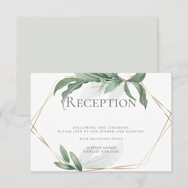 Invitación Recepción de Boda | Hojas Tropicales Modernas Eleg (Anverso / Reverso)