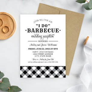 Invitación Recepción de Boda I Do BBQ en Cuadros Negros