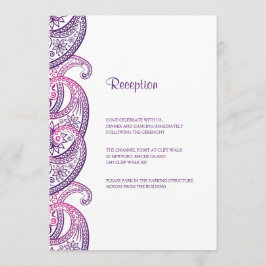 Invitación Recepción de boda india púrpura y rosada