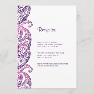 Invitación Recepción de boda india púrpura y rosada