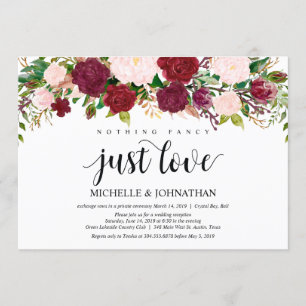 Invitación Recepción de boda íntima floral rosa Marsala