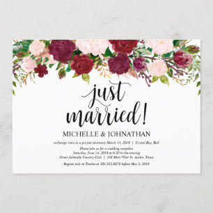 Invitación Recepción de boda íntima floral rosa Marsala