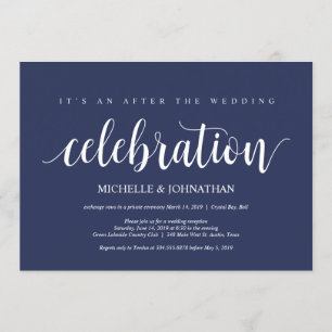 Invitación Recepción de Boda Intima Rústica de Azul Marino
