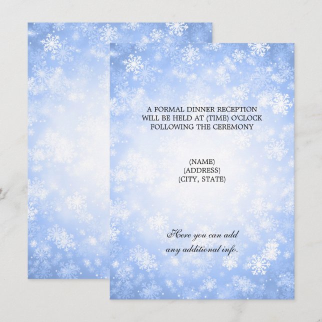 Invitación Recepción de Boda Invierno Azul Mágico (Anverso / Reverso)