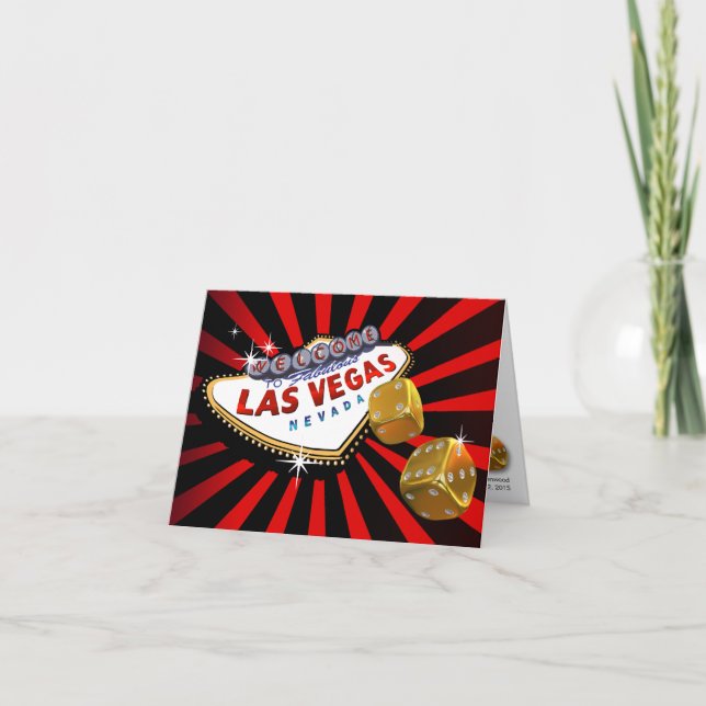 Invitación Recepción de boda Las Vegas Starburst rojo negro (Anverso)