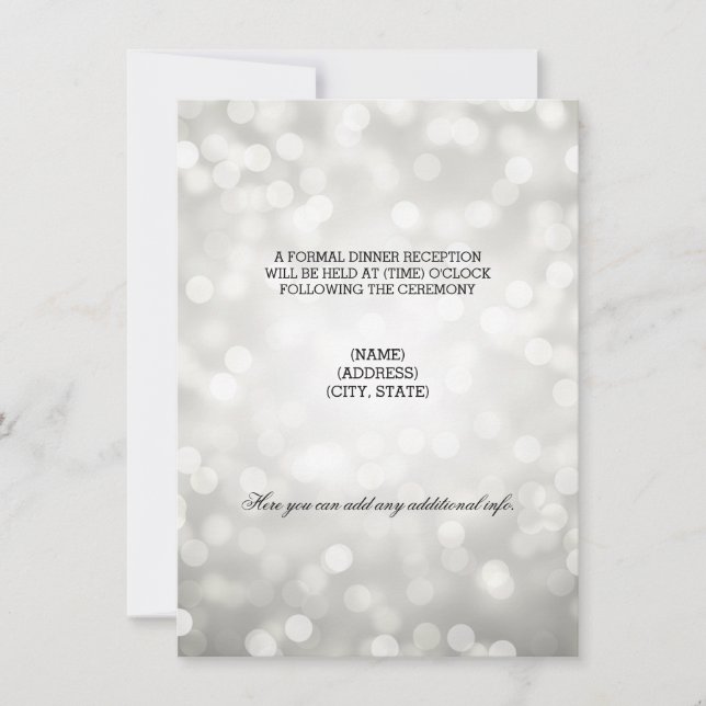 Invitación Recepción de Boda Luces Brillantes Plateadas (Anverso)