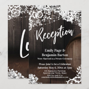 Invitación Recepción de Boda Luces de Encaje en Barriles de M
