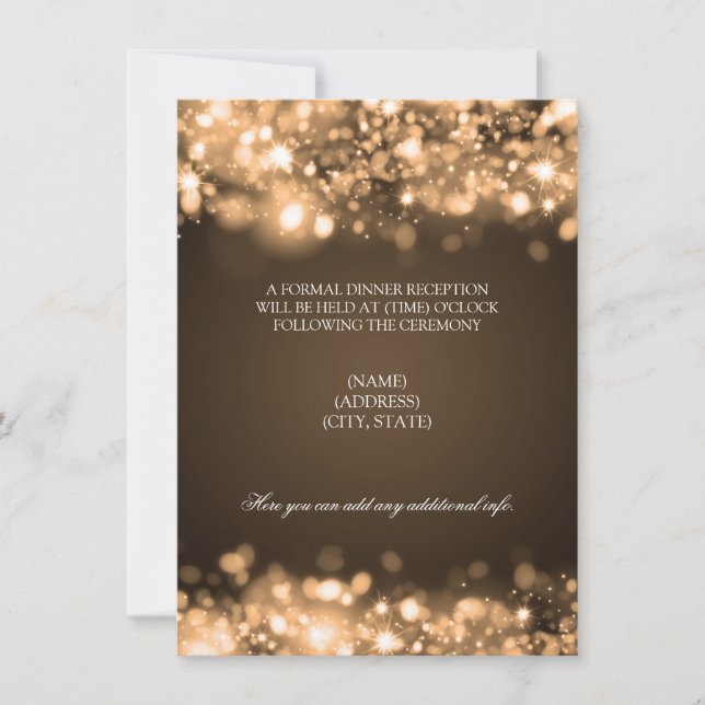 Invitación Recepción de Boda Luces Doradas Brillantes (Anverso)