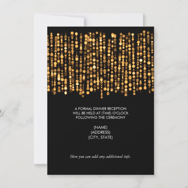 Invitación Recepción de Boda Luces Doradas Modernas (Anverso)