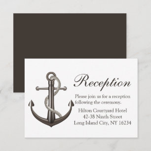 Invitación Recepción de boda marrón náutico ancla de barco