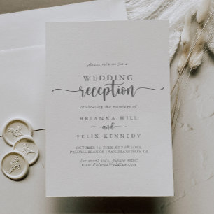 Invitación Recepción de Boda Minimalista Caligrafía Plata