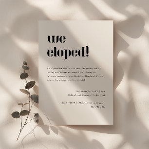 Invitación Recepción de Boda Minimalista de Elopement en Blan
