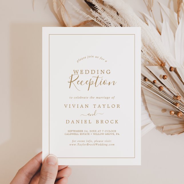 Invitación Recepción de Boda Minimalista de Oro (Subido por el creador)