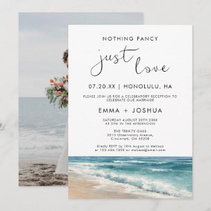 Invitación Recepción de Boda Minimalista en la Playa con Foto