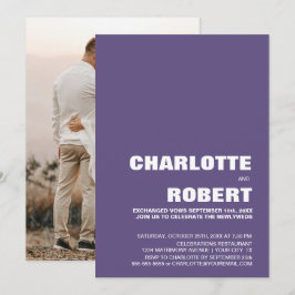 Invitación Recepción de Boda Minimalista Moderna Morada