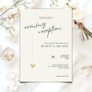 Invitación Recepción de Boda Minimalista Nocturna Dorado Negr