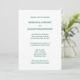 Invitación Recepción de boda minimalista verde español-inglés