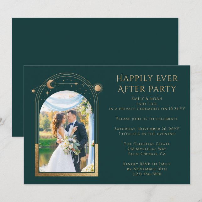 Invitación Recepción de Boda Mística Felices para Siempre (Anverso / Reverso)