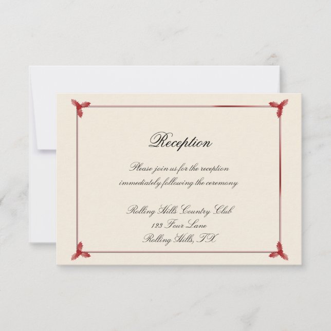 Invitación Recepción de Boda Mistletoe de Invierno Blanco y R (Anverso)