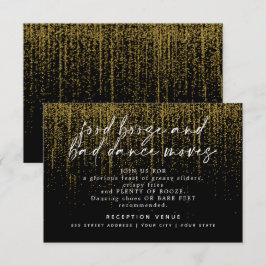 Invitación Recepción de Boda Moderna  Brillante Dorado Negro