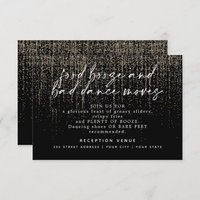 Invitación Recepción de Boda Moderna Brillo de Champán (Anverso / Reverso)