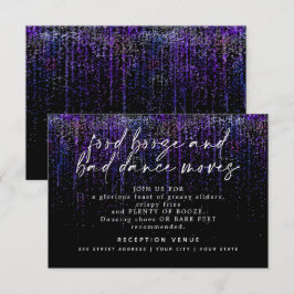 Invitación Recepción de Boda Moderna con Brillo Morado Edgy