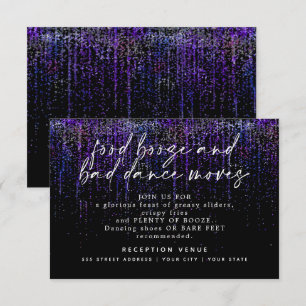 Invitación Recepción de Boda Moderna con Brillo Morado Edgy