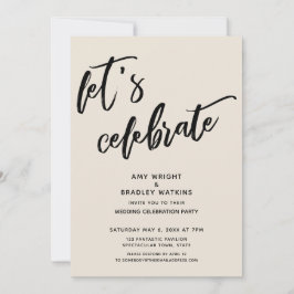 Invitación Recepción de Boda Moderna con Crema Let's Celebrat