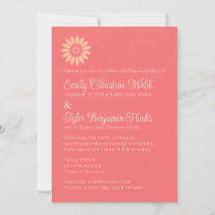 Invitación Recepción de Boda Moderna con Flores de Coral y Me