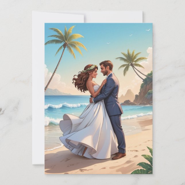 Invitación recepción de boda moderna después de escaparse fel (Anverso)