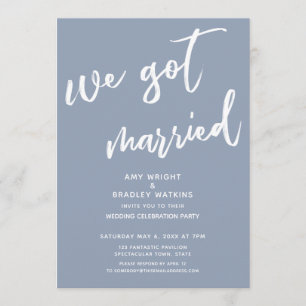 Invitación Recepción de Boda Moderna Dusty Blue Nos Casamos